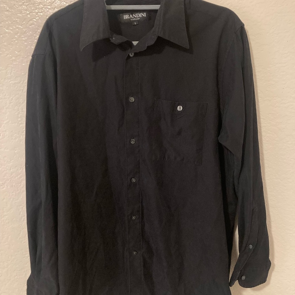 Brandini Men's Classic Black Button Down Shirt